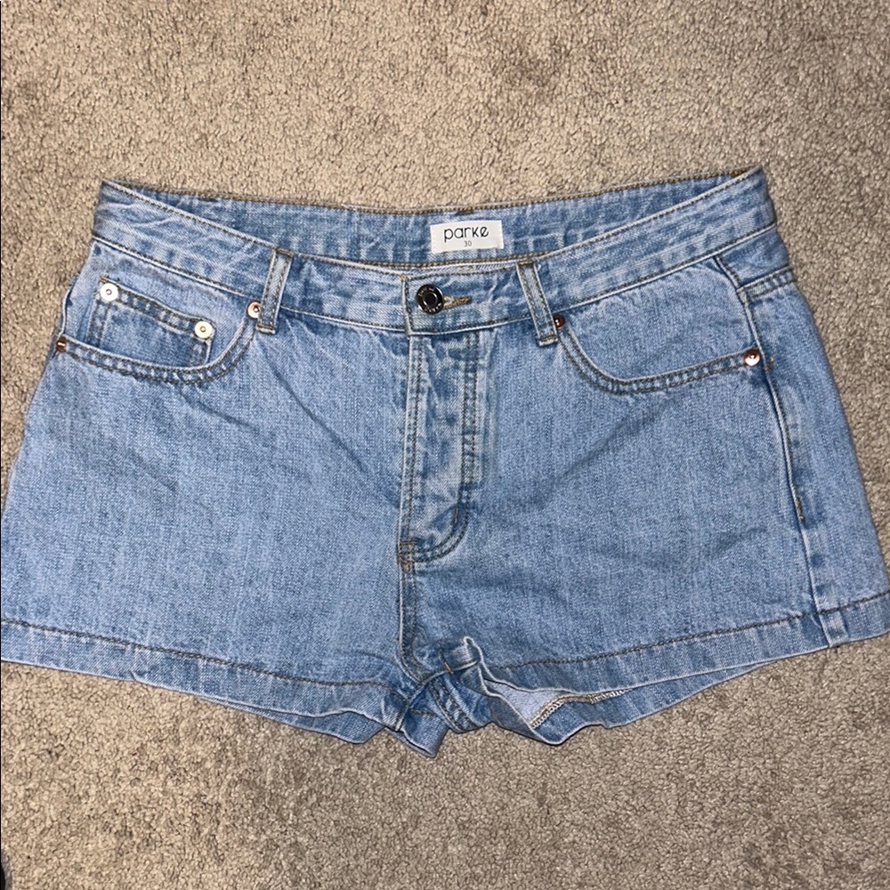 Parke Low rise denim shorts